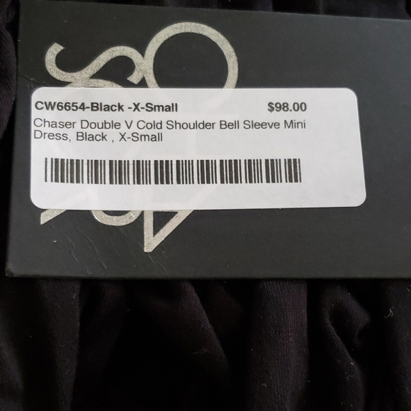 Revolve Brand Chaser Black Cold Shoulder Bell Sleeve Dress Size XS - Picture 4 of 7